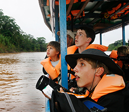 Tourists in the Tambopata river